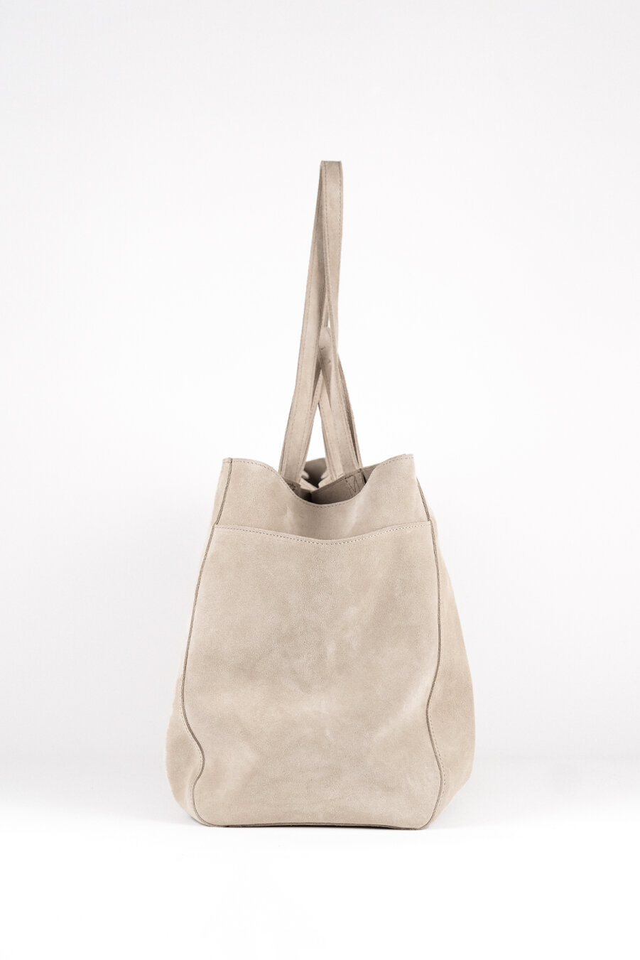 Suede Leather Boho Tote Bag Stone - 6