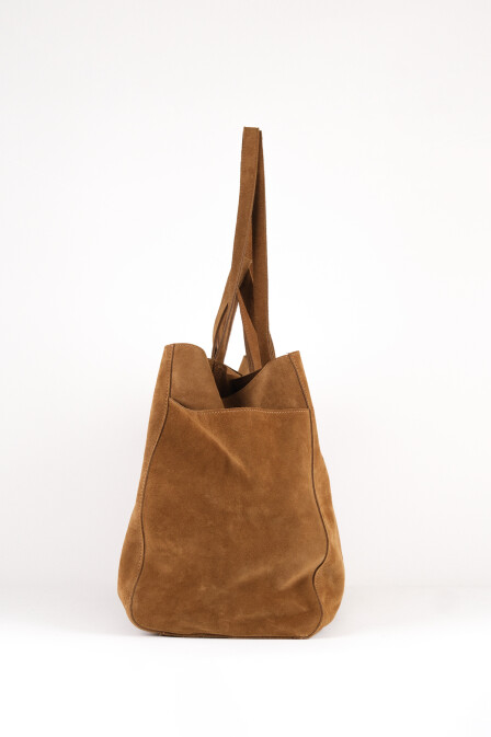 Suede Leather Boho Tote Bag Tan - 4