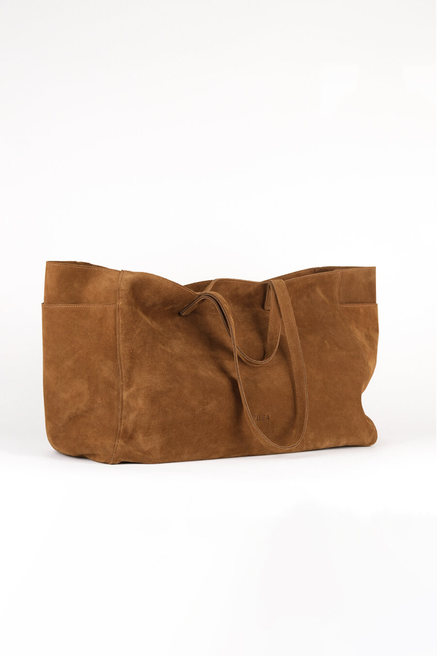 Suede Leather Boho Tote Bag Tan - 5