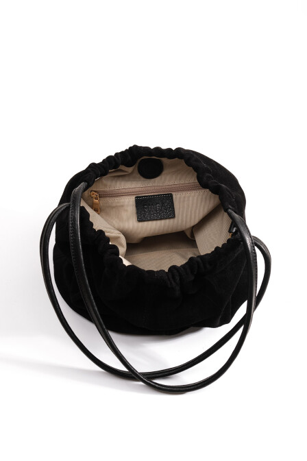 Suede Leather Hola Bag Black - 6