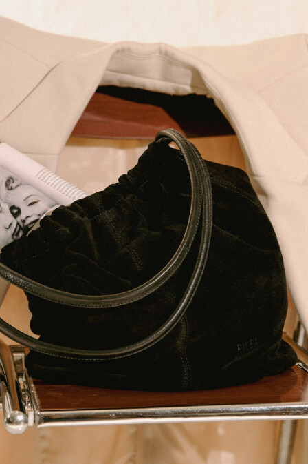 Suede Leather Hola Bag Black 