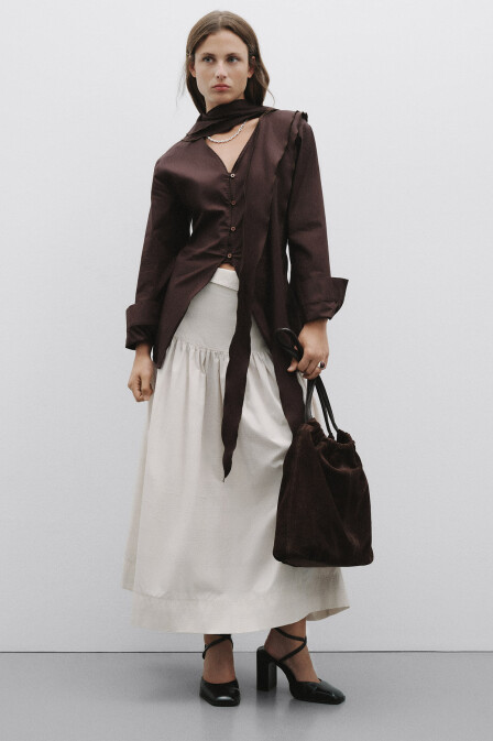 Suede Leather Hola Bag Chestnut - 2