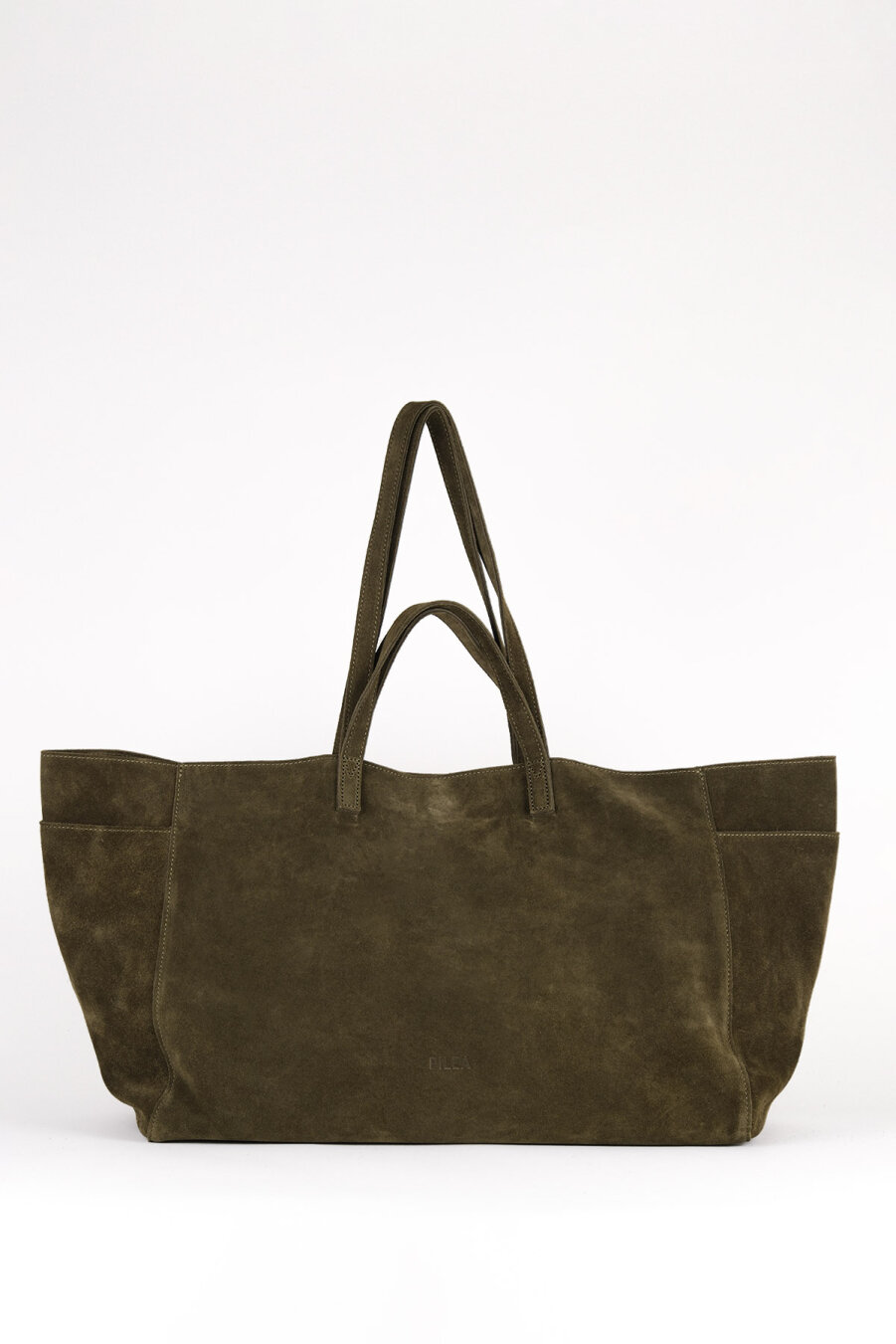 Süet Deri Boho Tote Bag Haki - 2