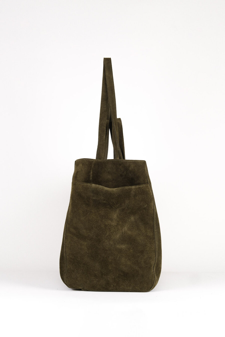 Süet Deri Boho Tote Bag Haki - 3
