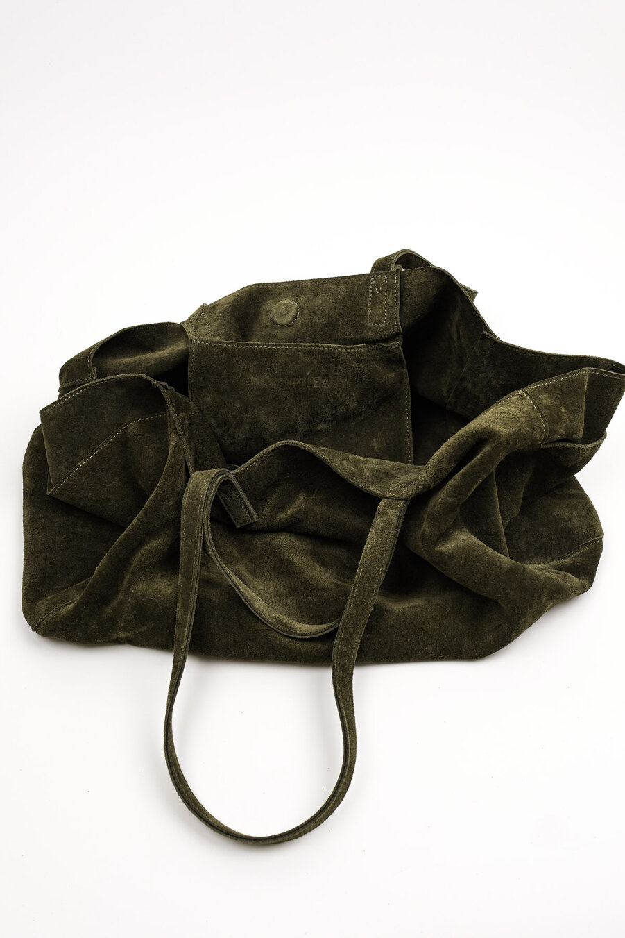 Süet Deri Boho Tote Bag Haki - 6