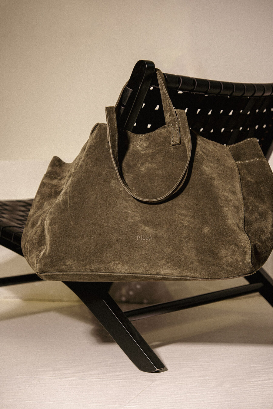 Süet Deri Boho Tote Bag Haki - 1