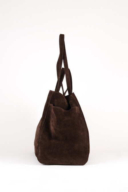 Süet Deri Boho Tote Bag Kahve - 3
