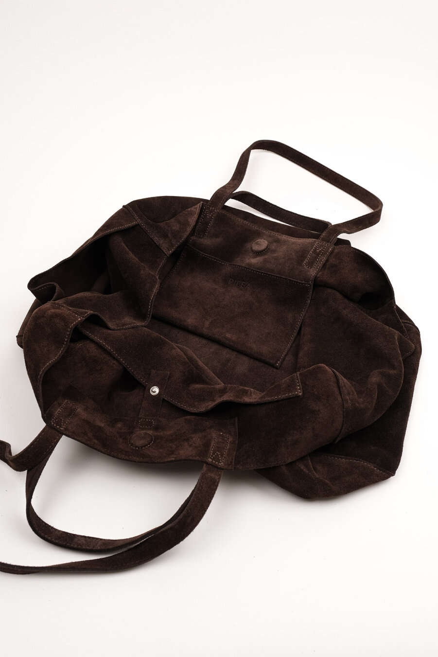 Süet Deri Boho Tote Bag Kahve - 6