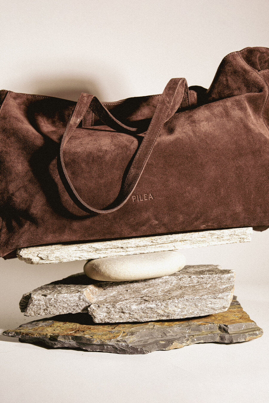 Süet Deri Boho Tote Bag Kahve - 1