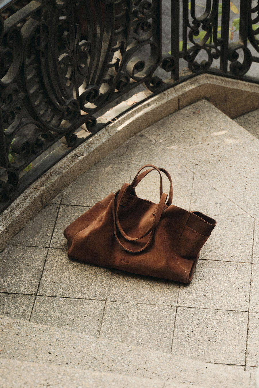 Süet Deri Boho Tote Bag Taba - 1