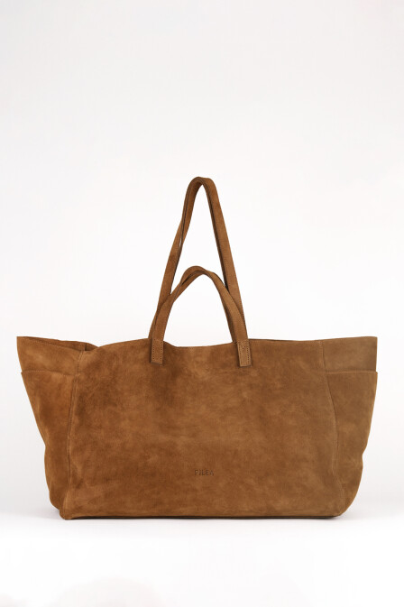 Süet Deri Boho Tote Bag Taba - 3