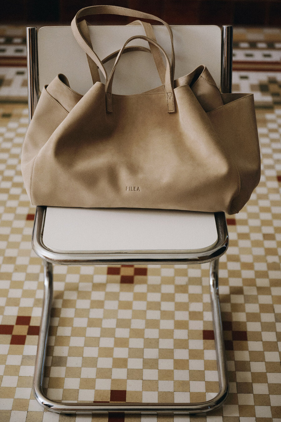 Süet Deri Boho Tote Bag Taş - 1