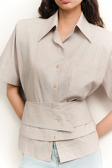 Suzette Padded-Shoulder Shirt - Pilea