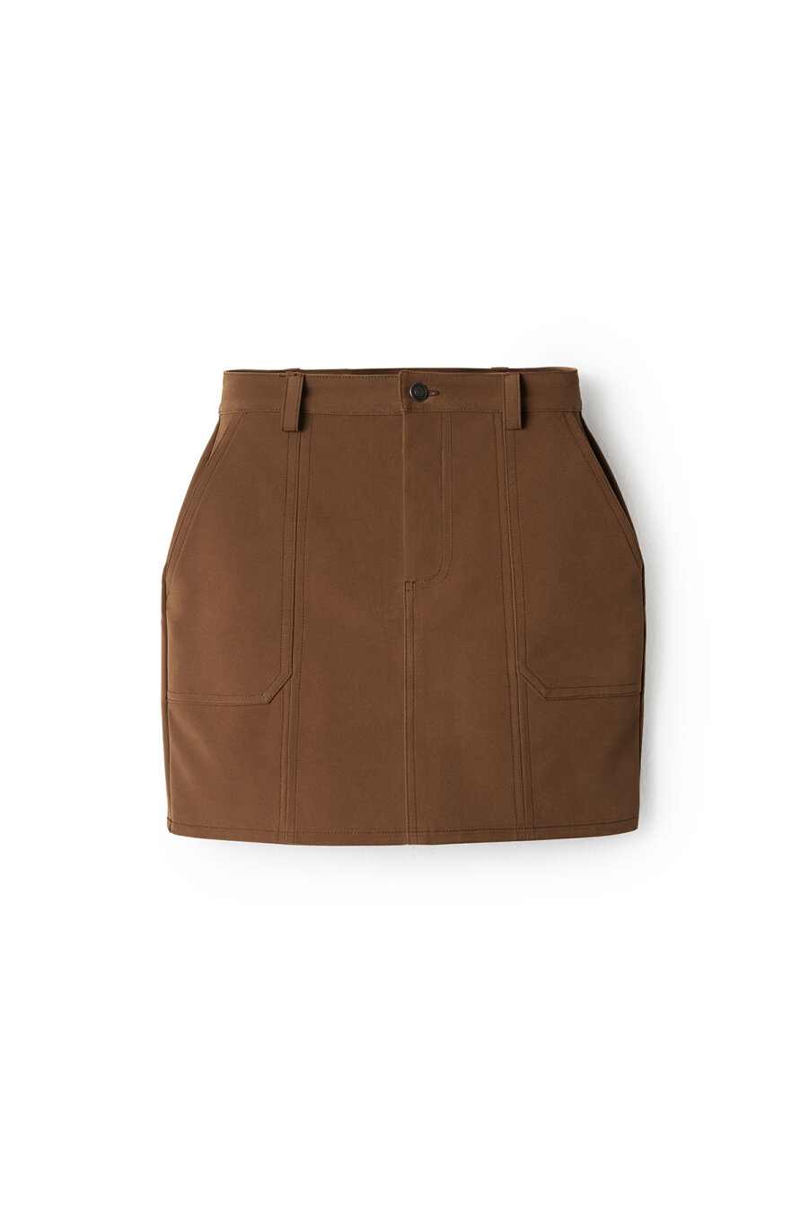 Tan Faux Suede Leather Mini Skirt - 5