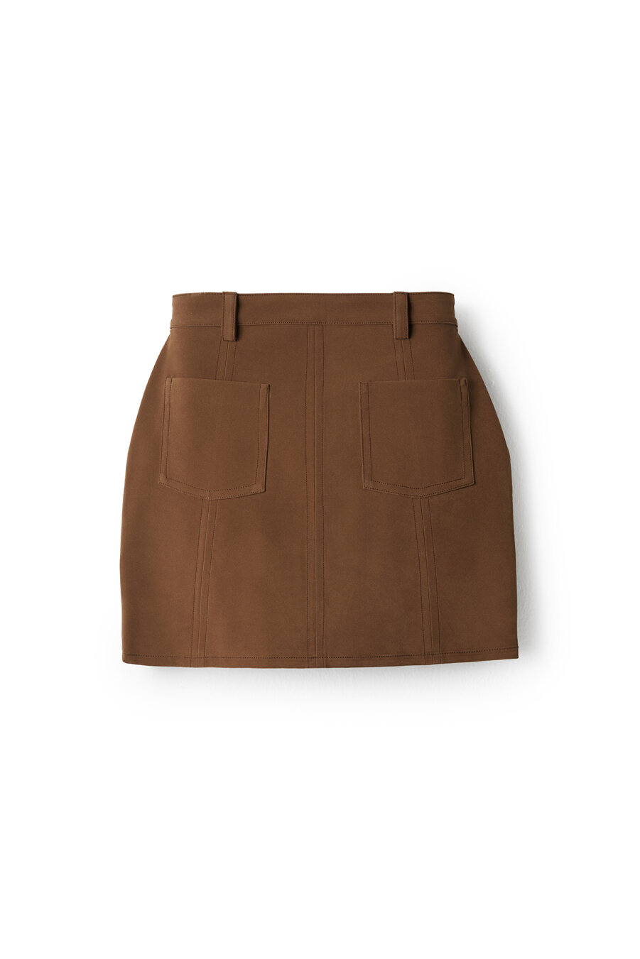 Tan Faux Suede Leather Mini Skirt - 6