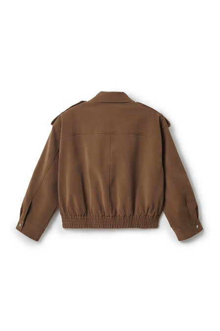 Tan Short Faux Suede Leather Jacket - 8