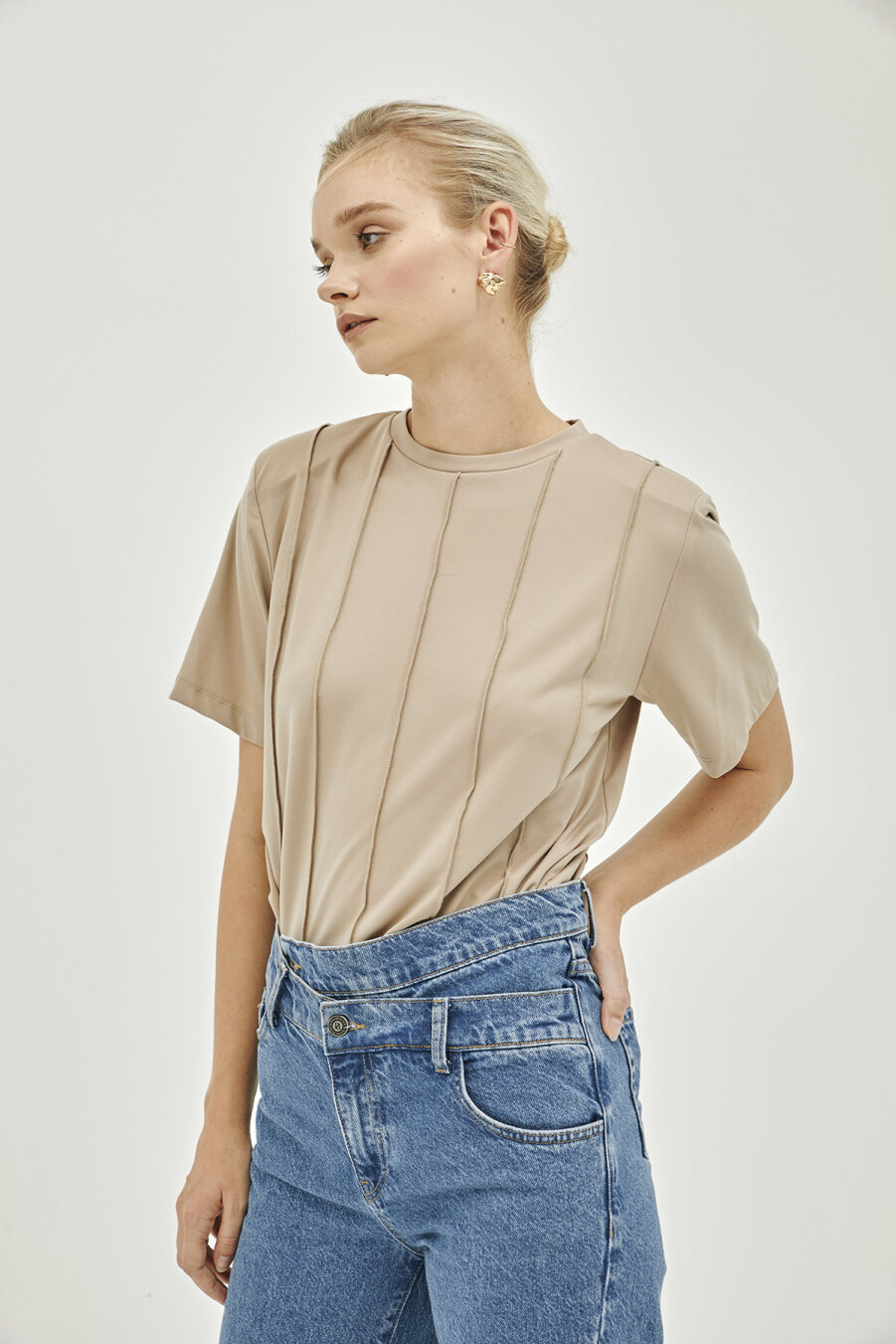 Viola Beige Rayon Blouse - 1