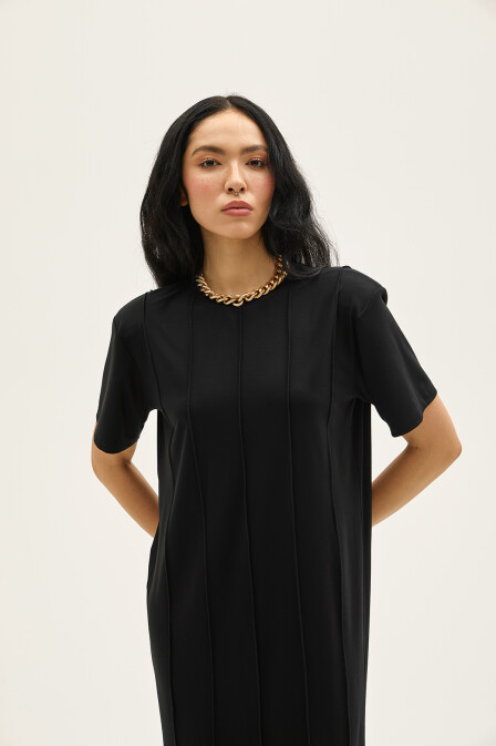 Viola Black Rayon Dress - 5