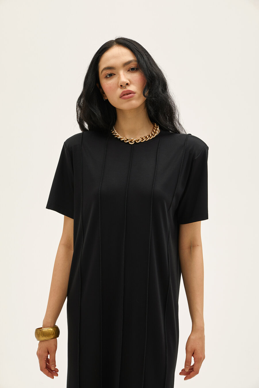 Viola Black Rayon Dress - 7