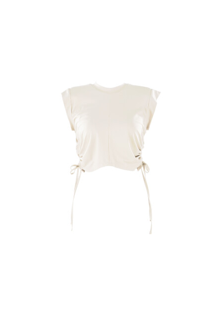 Viola Pleated Ecru Crop - 1