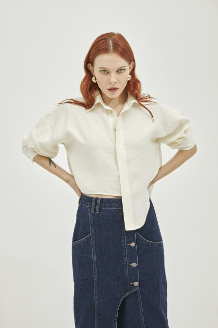 Wendy Asymmetrical Vanilla Shirt - 4